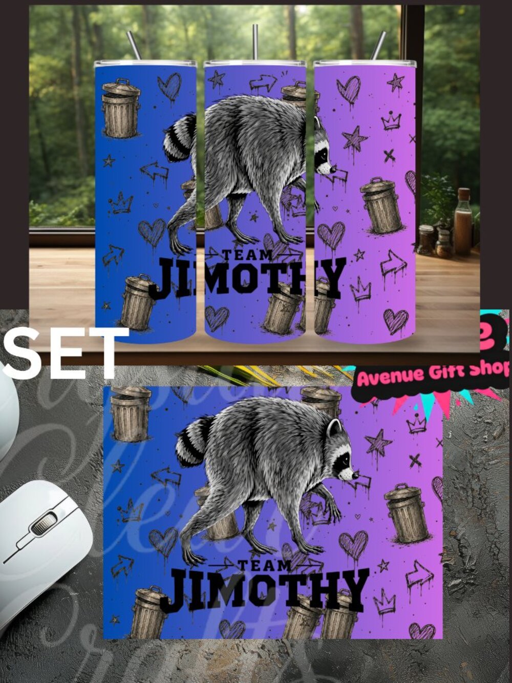 Jimothy 20oz Stainless Steel Tumbler & Mouse Pad Gift Set